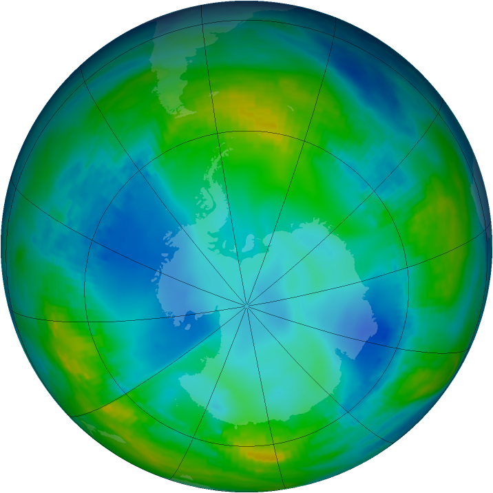 Antarctic ozone map for 24 May 1992